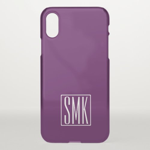 Initials Monogram  Deep Purple iPhone XS Case