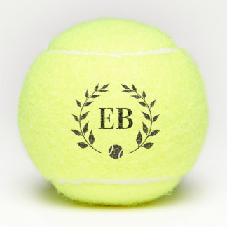 Initials Monogram Elegant Laurel Personalized Tennis Balls