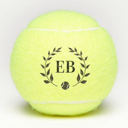 Initials Monogram Elegant Laurel Personalized Tennis Balls