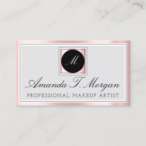 Initials Monogram Event Planner Pink Framed Modern Business Card