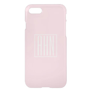Initials Monogram   Light Pink iPhone SE/8/7 Case