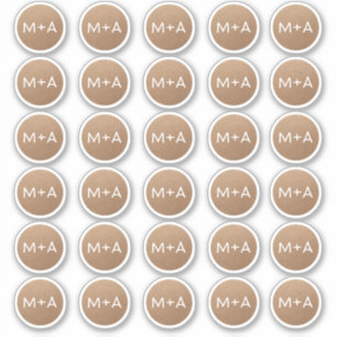 Initials monogram rustic brown Kraft wedding Sticker