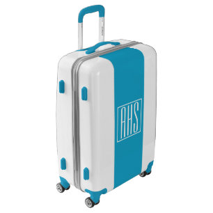 Initials Monogram White & Blue Luggage