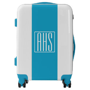 Initials Monogram   White & Blue Luggage