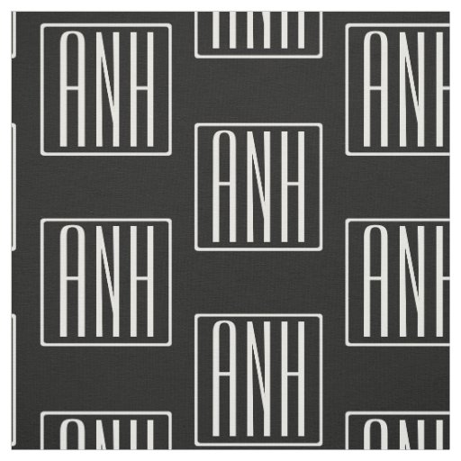 Initials Monogram | White On Black Fabric