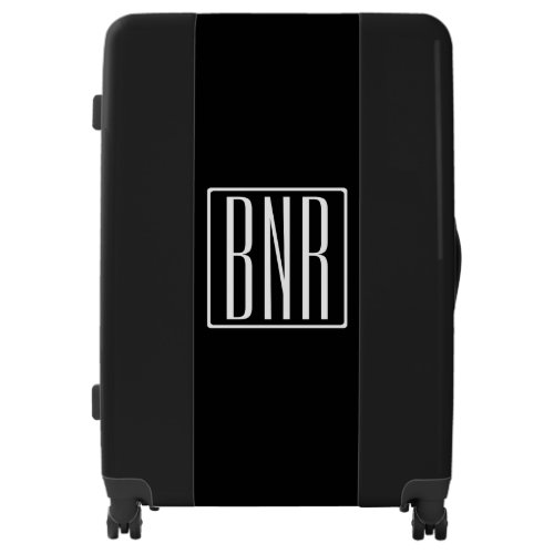 Initials Monogram  White On Black Luggage