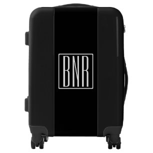 Initials Monogram White On Black Luggage