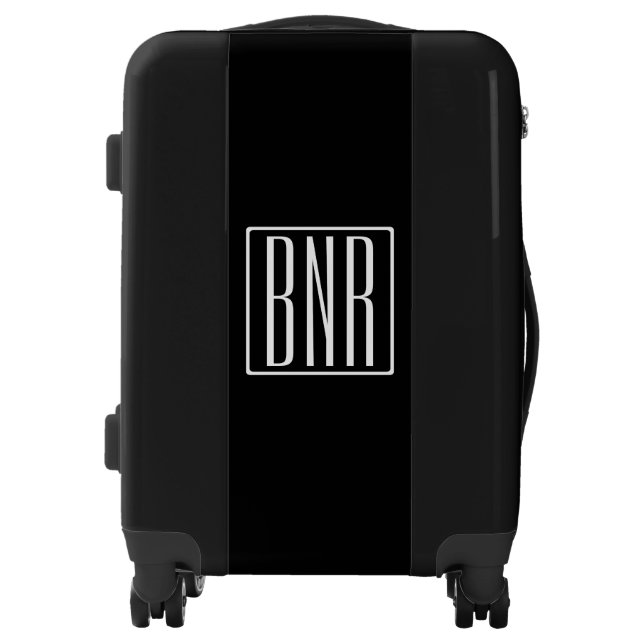 Initials Monogram | White On Black Luggage (Front)