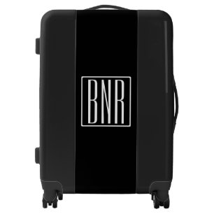 Initials Monogram   White On Black Luggage