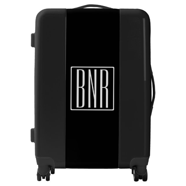 Initials Monogram | White On Black Luggage (Front)