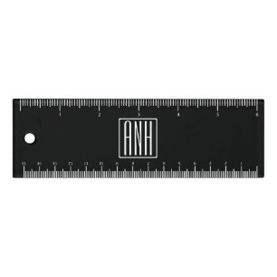 Initials Monogram White On Black Ruler
