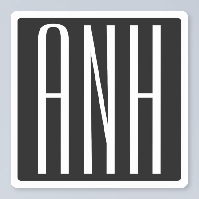 Initials Monogram | White On Black Sticker (Creator Uploaded)