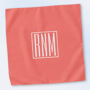 Initials Monogram White On Coral Bandana