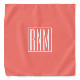 Initials Monogram | White On Coral Bandana