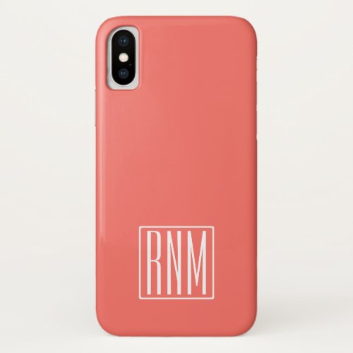 Initials Monogram  White On Coral iPhone XS Case