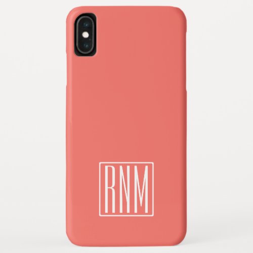 Initials Monogram  White On Coral iPhone XS Max Case