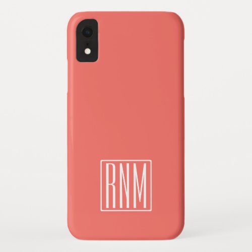 Initials Monogram  White On Coral iPhone XR Case
