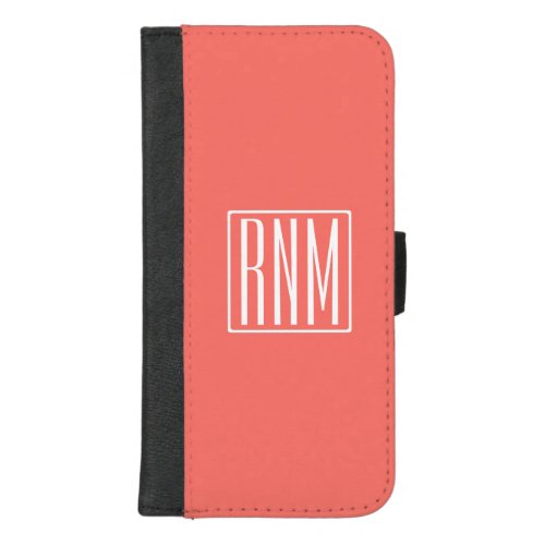 Initials Monogram  White On Coral iPhone 87 Plus Wallet Case