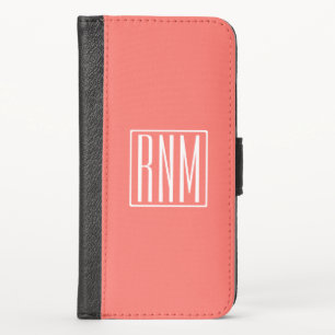 Initials Monogram   White On Coral iPhone X Wallet Case