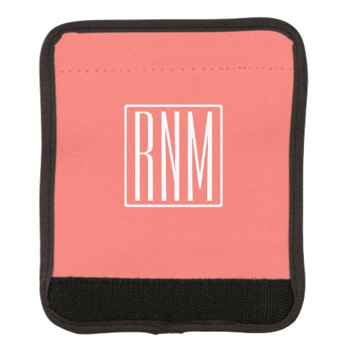 Initials Monogram  White On Coral Luggage Handle Wrap