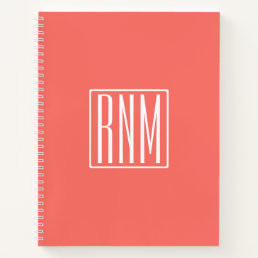 Initials Monogram | White On Coral Notebook