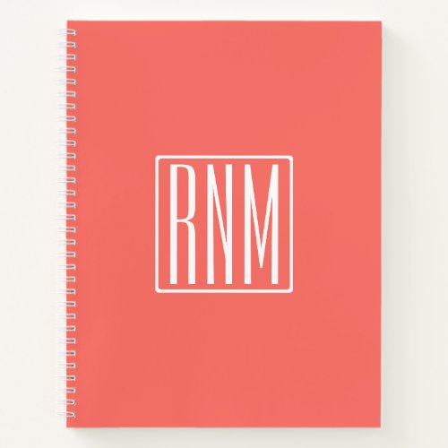 Initials Monogram  White On Coral Notebook