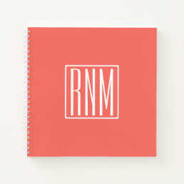 Initials Monogram | White On Coral Notebook