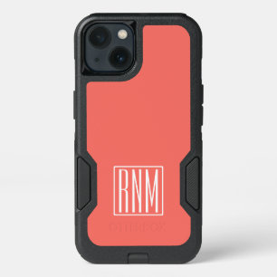 Initials Monogram White On Coral iPhone 13 Case
