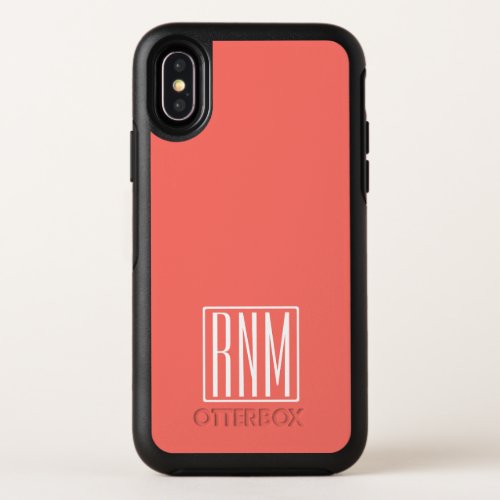 Initials Monogram  White On Coral OtterBox Symmetry iPhone X Case