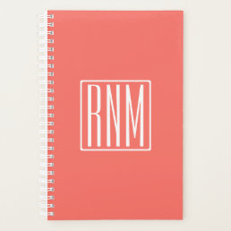 Initials Monogram | White On Coral Planner