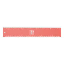 Initials Monogram | White On Coral Ruler