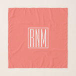 Initials Monogram | White On Coral Scarf<br><div class="desc">3 initials monogrammed.</div>