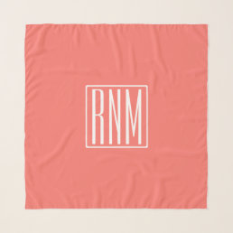 Initials Monogram | White On Coral Scarf