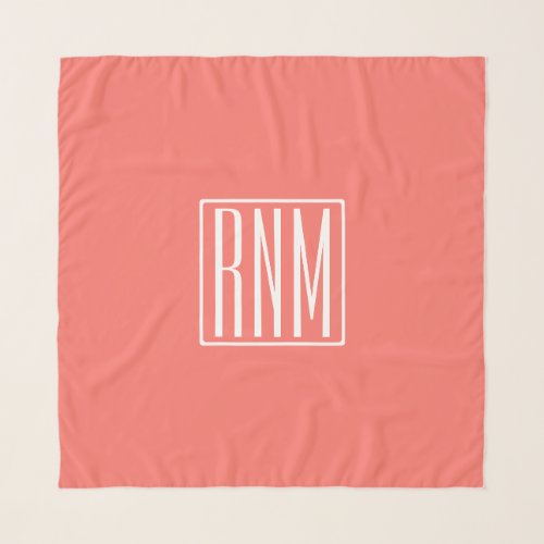 Initials Monogram  White On Coral Scarf