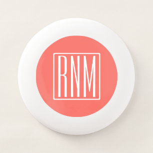 Initials Monogram   White On Coral Wham-O Frisbee