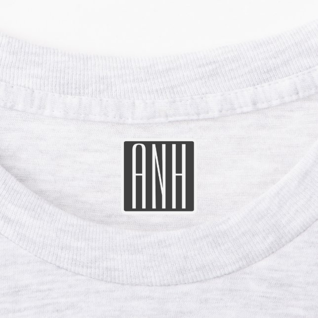 Initials Monogram | White On Dark Grey Labels (Affixed)