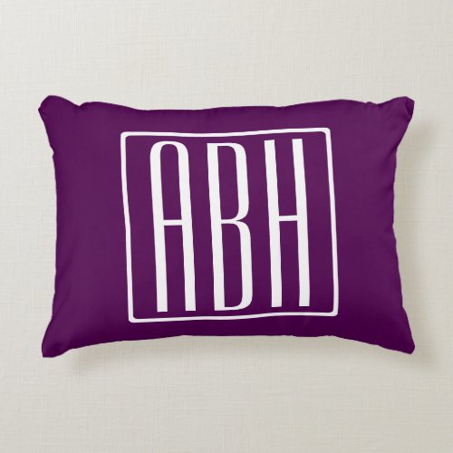 Initials Monogram  White On Deep Purple Accent Pillow