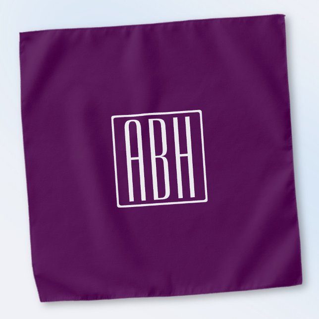 Initials Monogram | White On Deep Purple Bandana (Creator Uploaded)