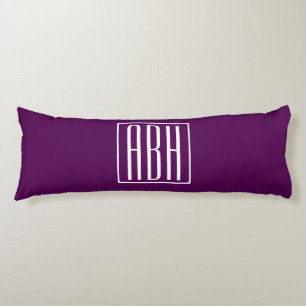 Initials Monogram   White On Deep Purple Body Pillow