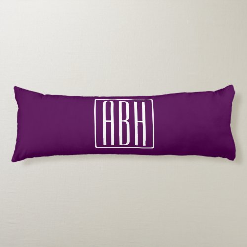 Initials Monogram  White On Deep Purple Body Pillow