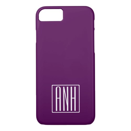 Initials Monogram  White On Deep Purple iPhone 87 Case