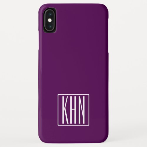 Initials Monogram  White On Deep Purple iPhone XS Max Case