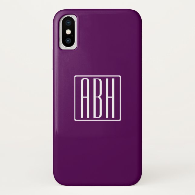 Initials Monogram | White On Deep Purple Case-Mate iPhone Case (Back)