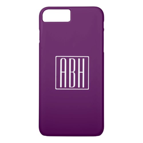 Initials Monogram  White On Deep Purple iPhone 8 Plus7 Plus Case