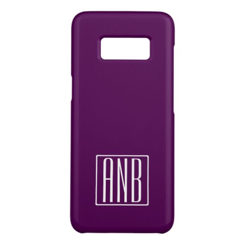 Initials Monogram  White On Deep Purple Case_Mate Samsung Galaxy S8 Case