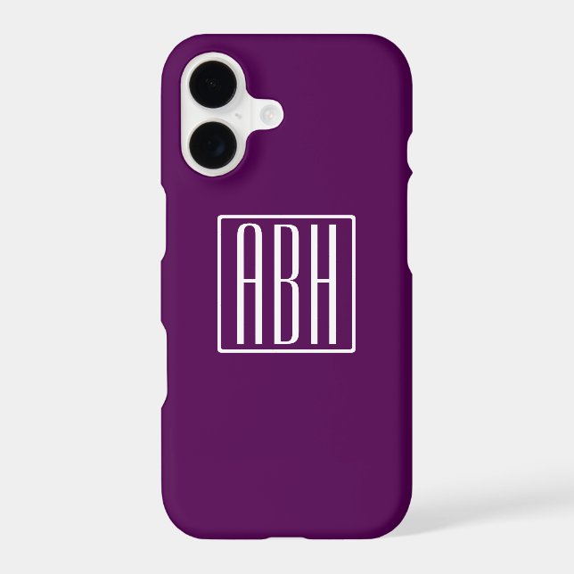 Initials Monogram | White On Deep Purple Iphone Case (Back)