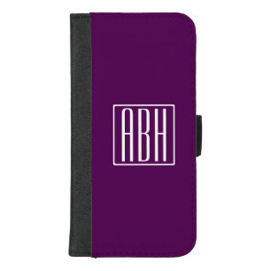 Initials Monogram   White On Deep Purple iPhone 8/7 Plus Wallet Case