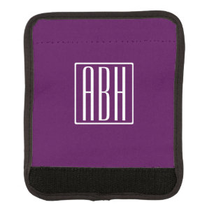 Initials Monogram   White On Deep Purple Luggage Handle Wrap