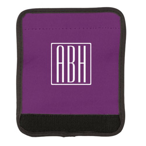 Initials Monogram  White On Deep Purple Luggage Handle Wrap