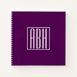 Initials Monogram | White On Deep Purple Notebook